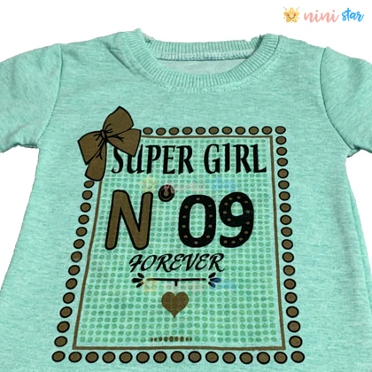 بلوز شلوار دخترانه super girl سبز