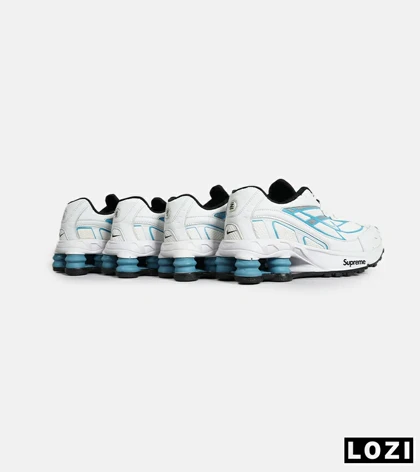 کفش کتانی مردانه سفید آبی نایک NIKE x SUPREME shox ride 2