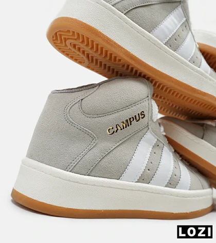 کفش کتانی نیم ساق مردانه و زنانه طوسی سفید ADIDAS Campus
