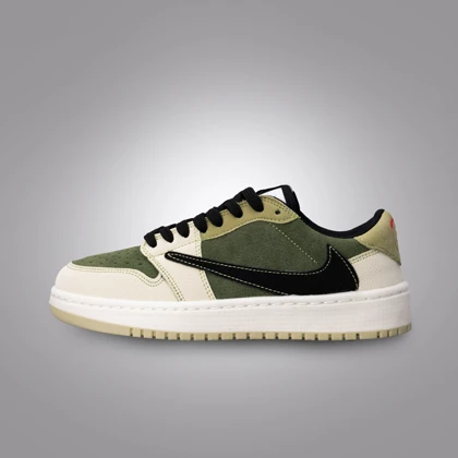 کفش کتانی زنانه نایک ایر جردن 1 تراویس اسکات کرم سدری (Nike Air Jordan 1 x Low Travis Scott) کد 2336