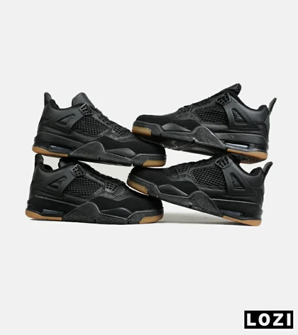 کتانی ساق‌دار زنانه و مردانه مشکی کرم Nike air jordan 4 مدل 6468