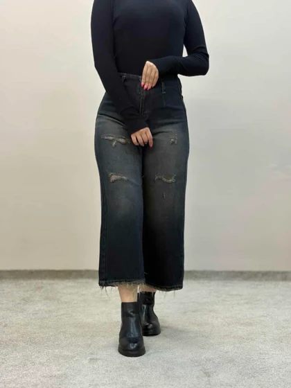 شلوار جین وایدلگ گازوئیلی زاپ‌دار 8118