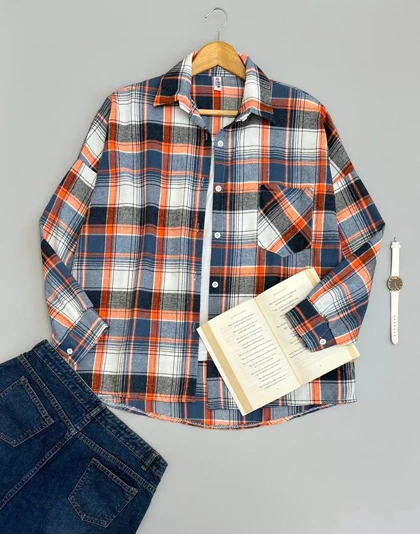 شومیز مانتویی چهار خونه کد 2588