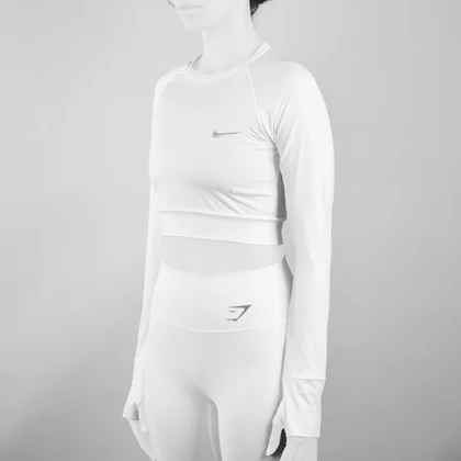 کراپ آستین بلند ورزشی زنانه نایک مدل Py-2B1366 سفید