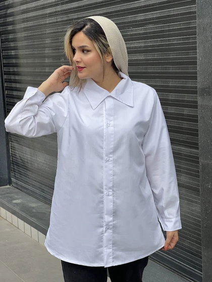 مانتو شومیزی سفید ساده 3355