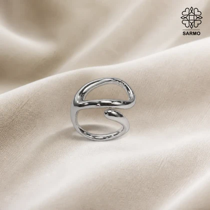انگشتر استیل نقره ای انتزاعی کد 509151096