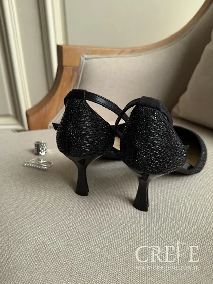 کفش نگین‌دار بغل باز پاشنه 7 سانت