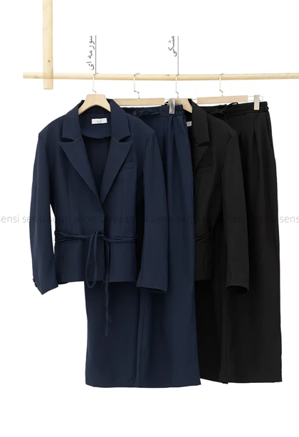 ست کت شلوار کرپ کمر بندی کد1005279