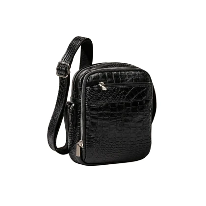 کیف دوشی چرم طبیعی (طرح کروکو - رنگ مشکی)