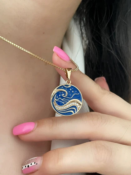 گردنبند میناکاری موج دریا ژوپینگ