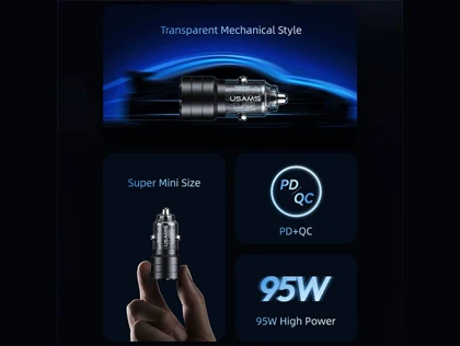 شارژر فندکی فست شارژ ماشین تایپ سی 95 وات یوسامز US-CC176 C36