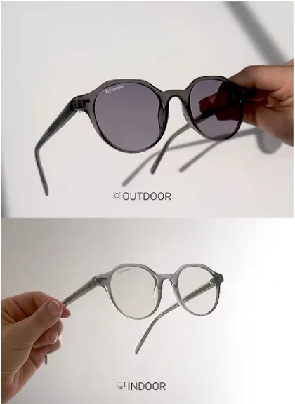 عینک فتوکرومیک دی فرانکلین مدل D.franklin Ultra Light S Round Full Photochromic Grey / Grey