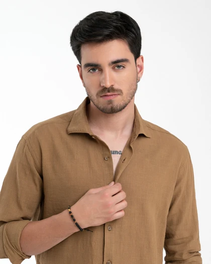 ام کی کالکشن پیراهن آستین بلند mk-4357-coffe