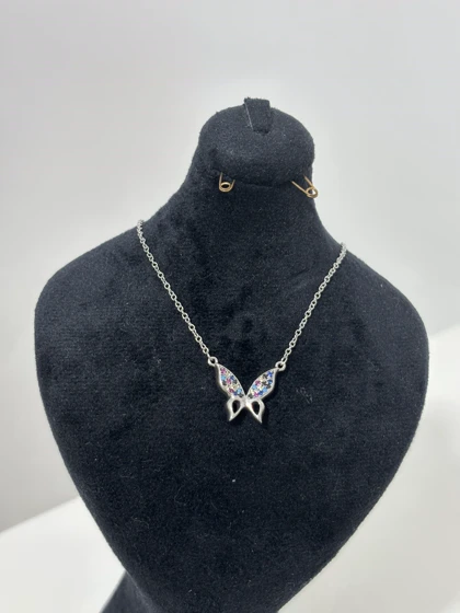 گردنبند نقره زنانه اصل با پلاک پروانه 981