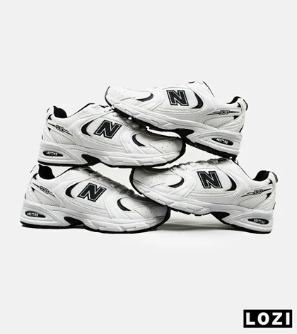 کفش کتانی مردانه و زنانه سفید مشکی NEW BALANCE 530 مدل 4974