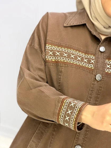 مانتو گلدوزی کتان فرنوشا کد 458284