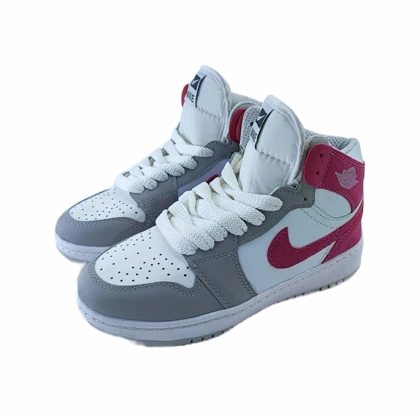 کفش اسپرت زنانه و پسرانه مدل جردن وان ساق‌دار طوسی صورتی کد 699