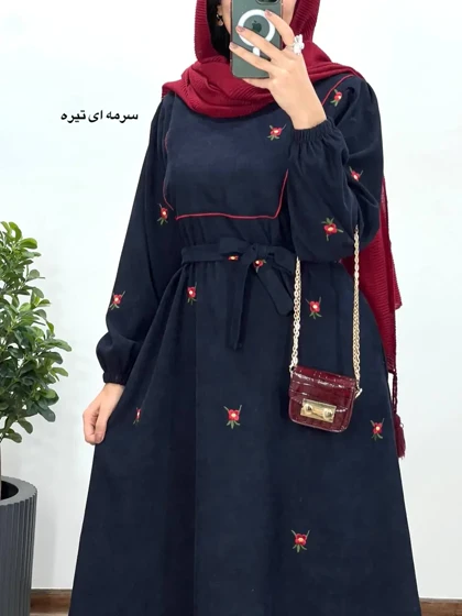 پیراهن مانتویی گلدوزی مهیاس