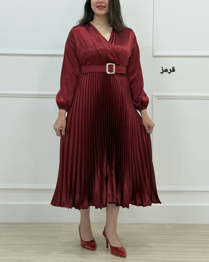 پیراهن مجلسی ساتین ( دامن پلیسه ) کد محصول 934