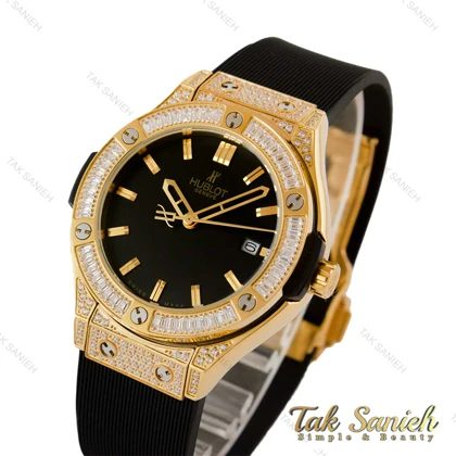 ساعت هابلوت زنانه فول نگین طلایی مشکی Hublot-5129-L