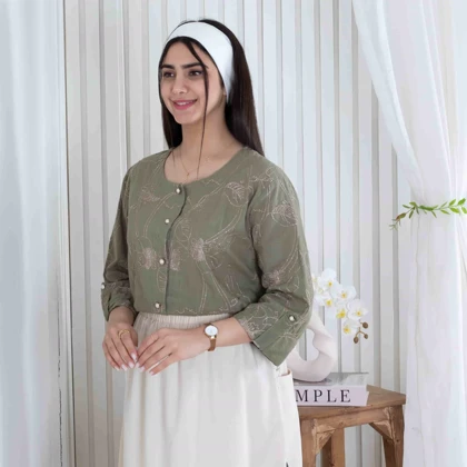 شومیز دخترونه گلدوزی برگ YCHD