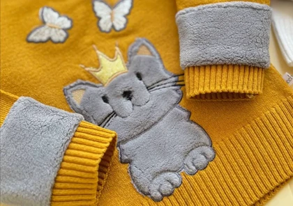 بلوز بافت دخترانه گربه و پروانه