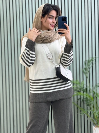 ست مانتو شلوار بافت پاییز