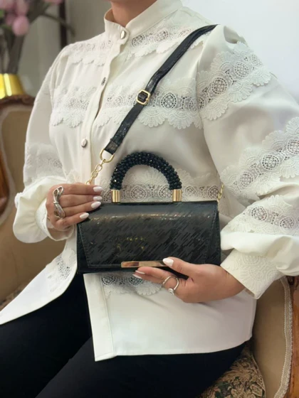 کیف ورنی دسته نگین‌دار