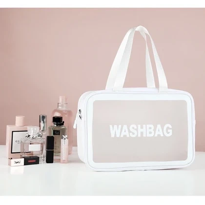 واش بگ مسافرتی مدل دو زیپ سایز بزرگ رنگ سفید