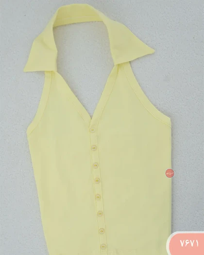 تاپ رنگی یقه دار 7671