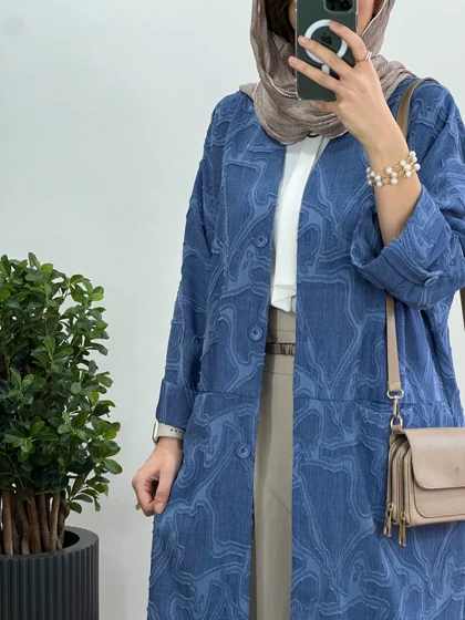 مانتو بلند جلو دکمه ژاکلین