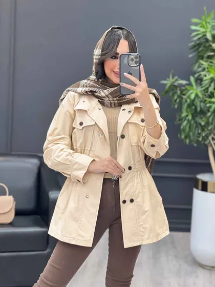 بارانی ده دکمه کمر کش