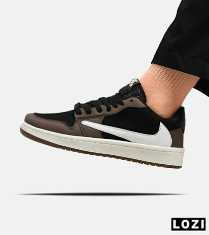 کفش کتانی مردانه قهوه ای مشکی سفید NIKE travis scott
