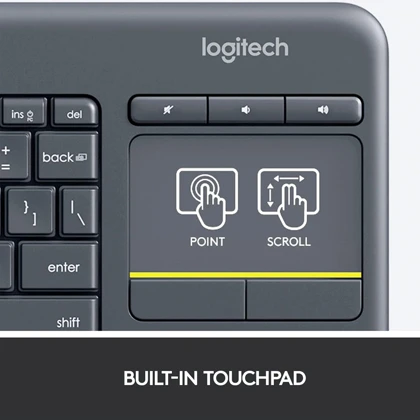 کیبورد بی سیم لاجیتک Logitech مدل K400 Plus با تاچ پد یکپارچه