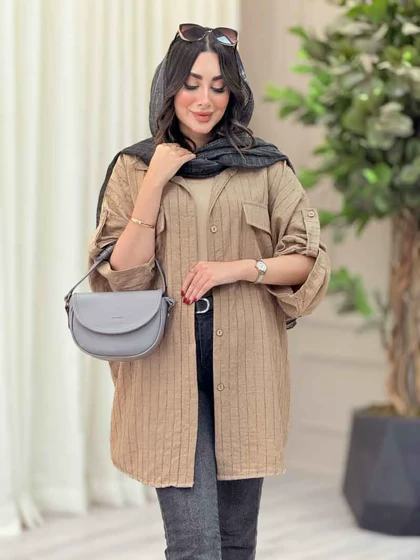 مانتو پانچ آستین پاگن جیب پاکتی