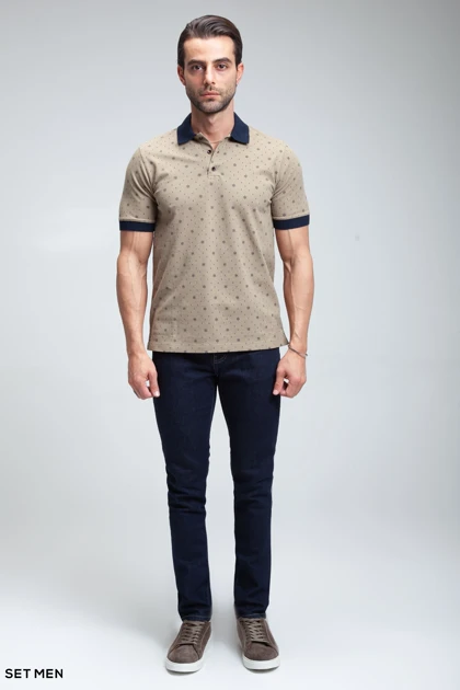 تیشرت یقه دارطرح دار