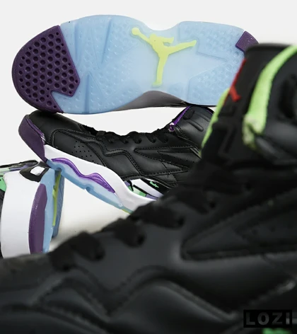 کفش کتانی ساق‌دار مردانه مشکی سبز بنفش Nike air jordan 6