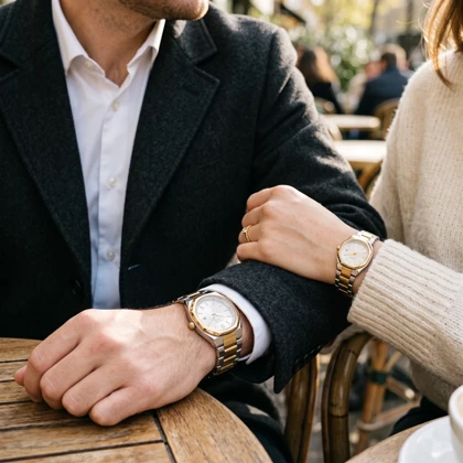 ست ساعت مچی سیتیزن VALENTINO VALEENTINO بند استیل دو رنگ طلایی صفحه سفید صدفی مدل CITIZ