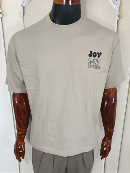 تیشرت یقه گرد مردانه کرمی