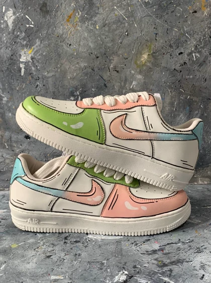 کفش اسپرت کاستوم کتانی ایرفورس air force طرح Pastel Cartoon نایک nike کد 141526