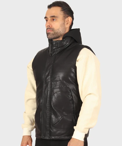 پافر مردانه چرم کلاه مشکی 2533