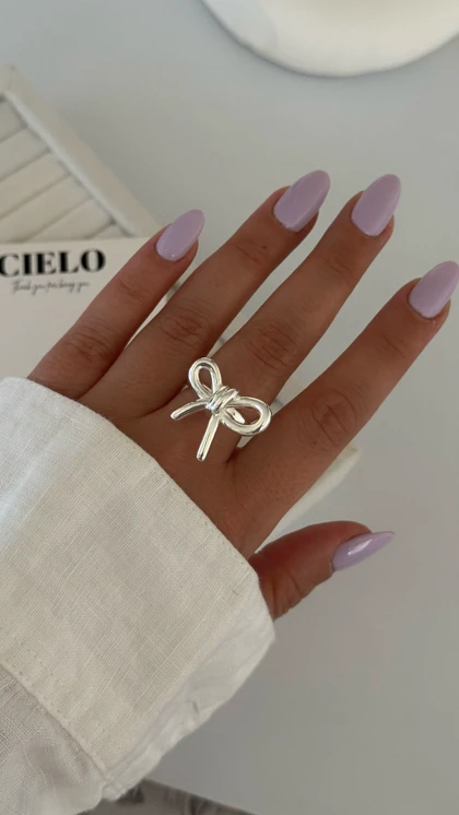 انگشتر پاپیون ابکاری نقره