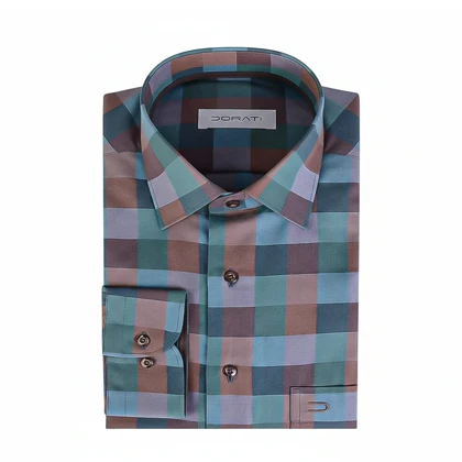 پیراهن مردانه رسمی چهارخونه سبز