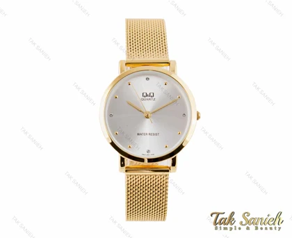 ساعت کیو اند کیو زنانه طلایی بند حصیری QQ-3389-L