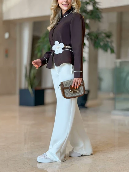کت دگمه گره‌ای زنانه کد MONACO