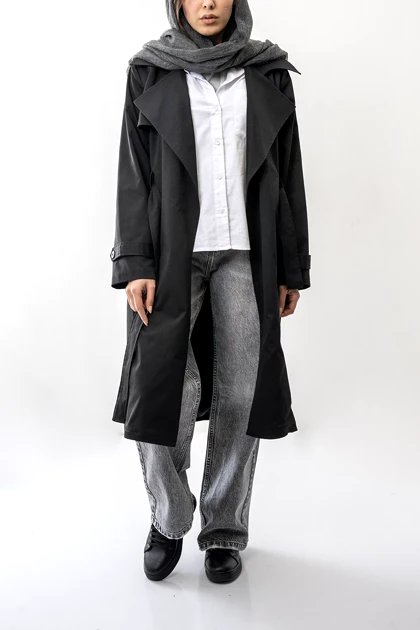 بارانی بلند کمربند دار زنانه