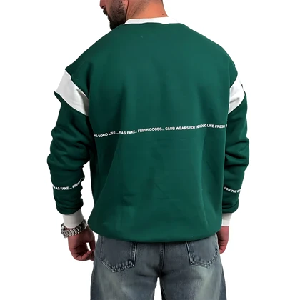 دورس مردانه پنبه سبز سه نخ طرح یقه هفت