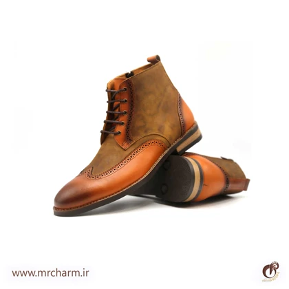 نیم بوت عسلی چرم mrc30096