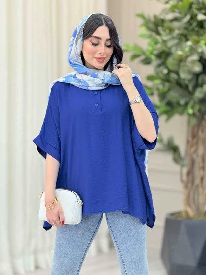 مانتو پانچ یقه دو دکمه