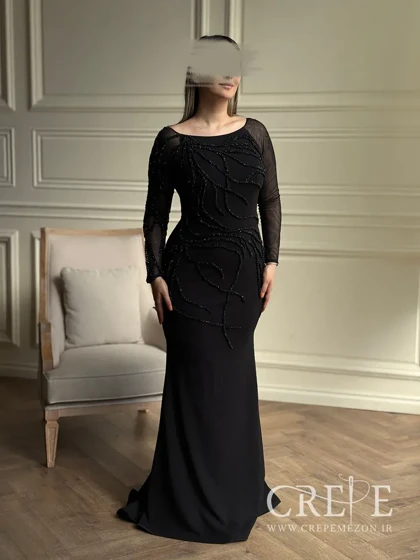 ماکسی سنگ دوزی آستین دار